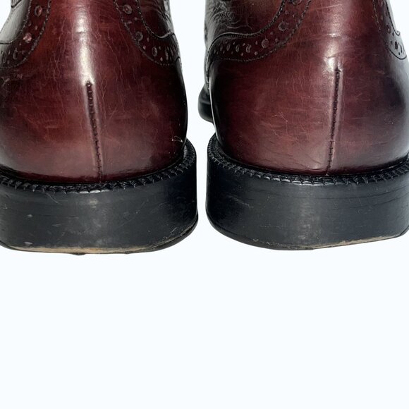 Johnston & Murphys Mens Cap-Toe Oxford Dress Shoes Sz 8.5 Burgundy Leather Italy - Picture 15 of 15